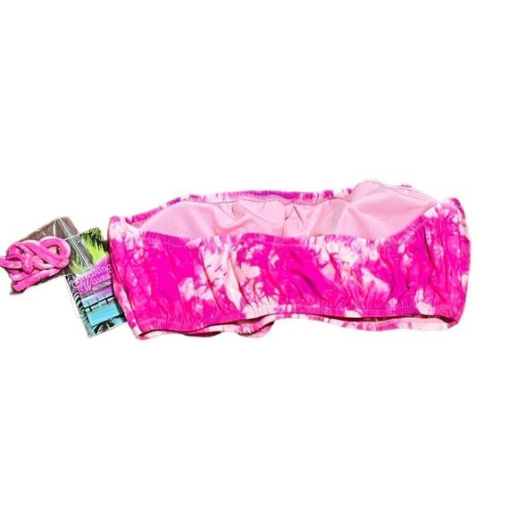 Breaking Waves Hot Pink Tie Dye Strapless Bikini Top, Size M, NWT - Picture 2 of 4